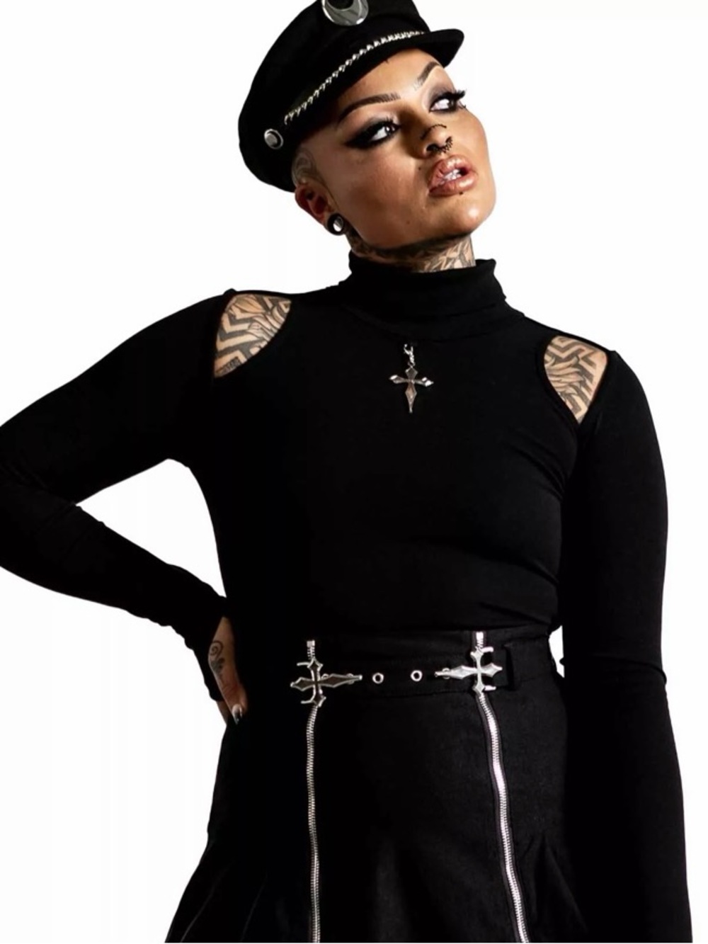 NWT Killstar Temptress Long Sleeve Cut Out Turtleneck Top Womens M Goth Alt Punk
